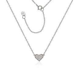 Heart Pave CZ Necklace 16"+2"