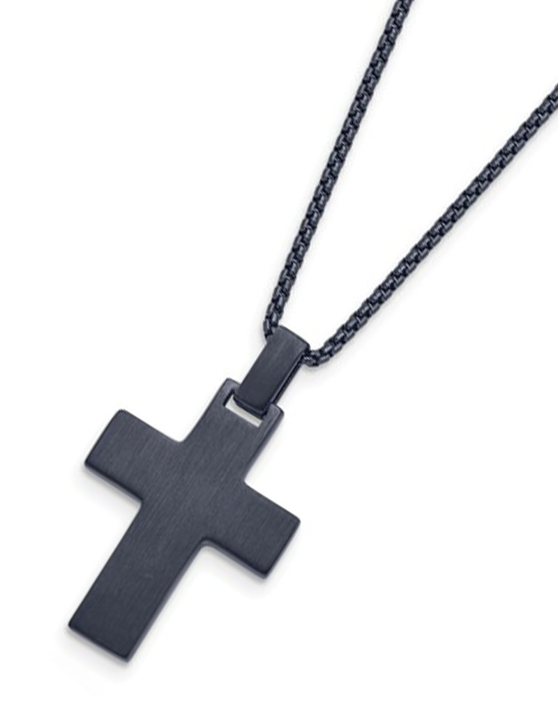 Men's Gunmetal Stainless Steel Cross Necklace