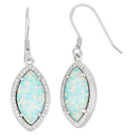 Opal Marquise with CZ Border Earrings