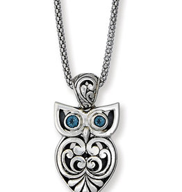 Blue Topaz Owl Necklace