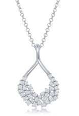 Sterling Silver Open Teardrop CZ Necklace