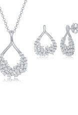Sterling Silver Open Teardrop CZ Necklace