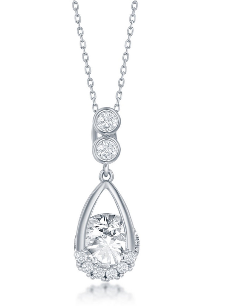 Teardrop Spinning CZ Necklace