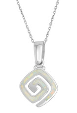 Sterling Silver Square Synthetic Opal Spiral Necklace