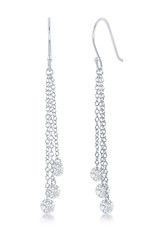 Sterling Silver Hanging CZ's Dangle Earrings