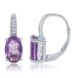 Oval Amethyst and Topaz Earrings