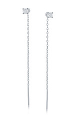 Sterling Silver CZ Chain Threader Earrings