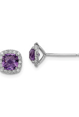 Sterling Silver Amethyst and White Sapphire Stud Earrings