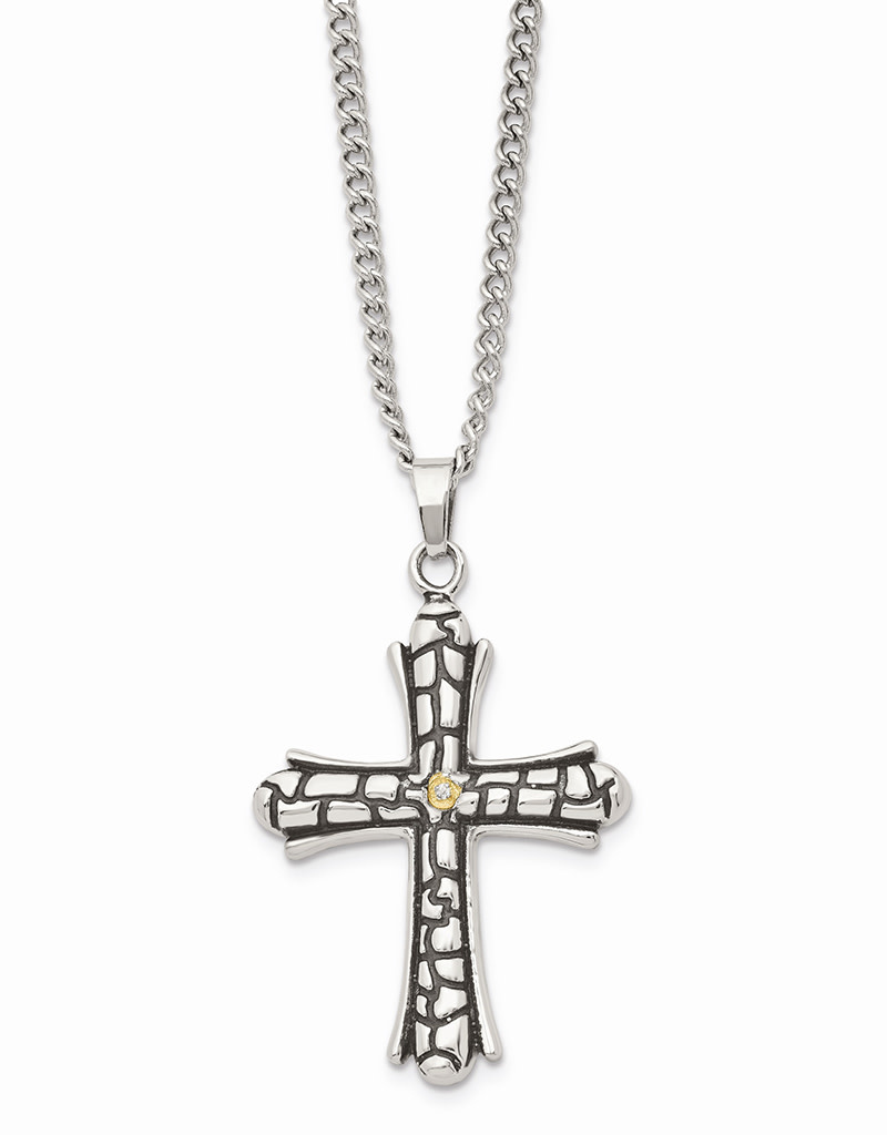 Oxidized CZ Cross Necklace
