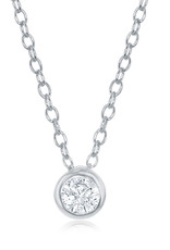 Sterling Silver 5mm Bezel Set CZ Necklace