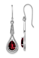 Sterling Silver Teardrop Garnet Earrings