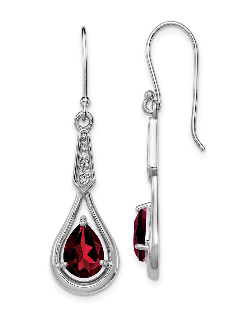 Sterling Silver Teardrop Garnet Earrings