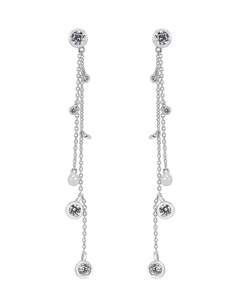 Dangling Multi Strand CZ Earrings