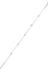 Sterling Silver Moon Cut Oval Bead Anklet 9"+1"