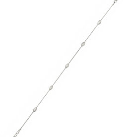 Moon Cut Oval Bead Anklet 9"+1"