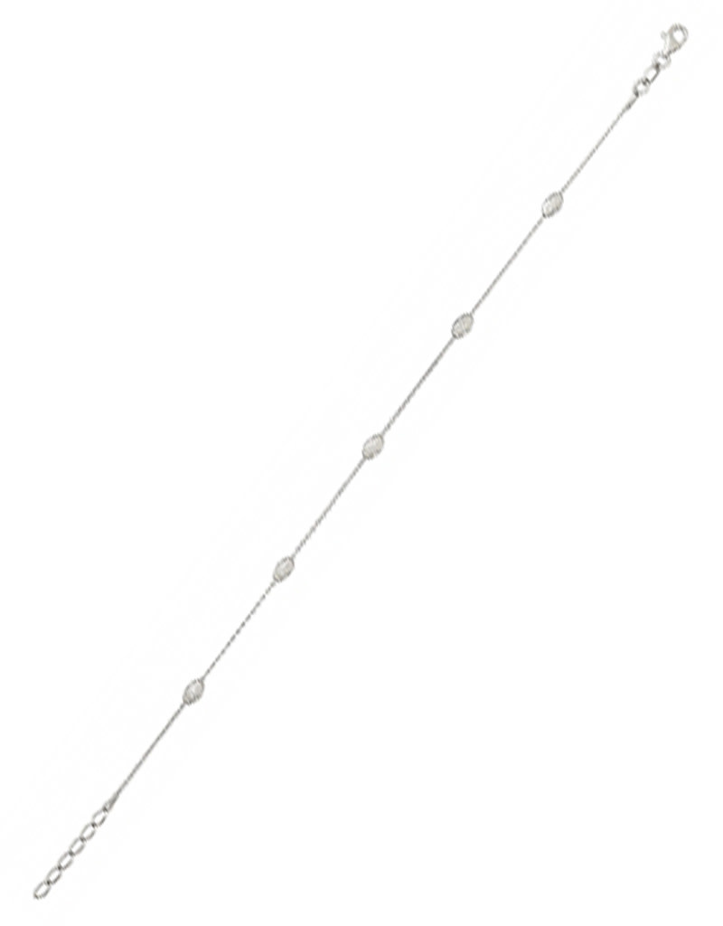 Moon Cut Oval Bead Anklet 9"+1"