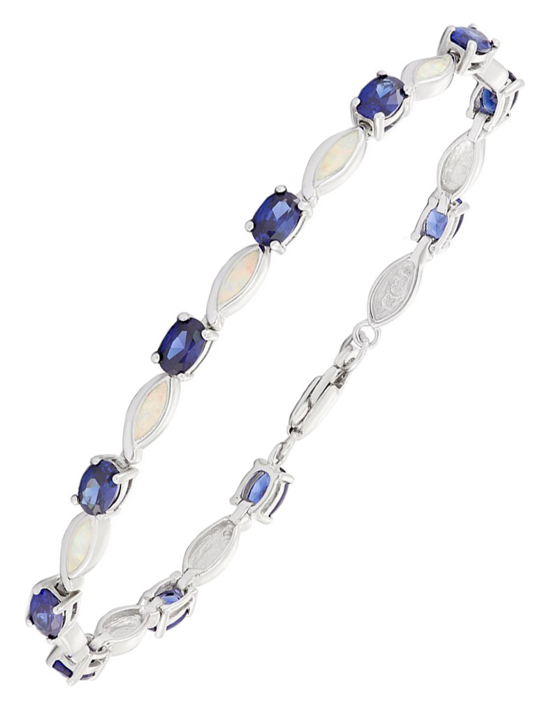 Oval Blue CZ & Opal Bracelet