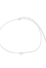 Sterling Silver Open Heart Choker Necklace 12"+4" Extender