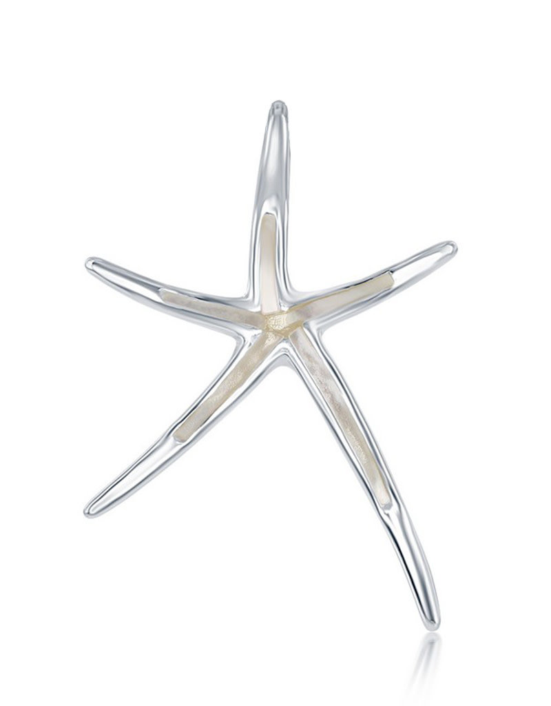 Sterling Silver Mother of Pearl Starfish Pendant 30mm