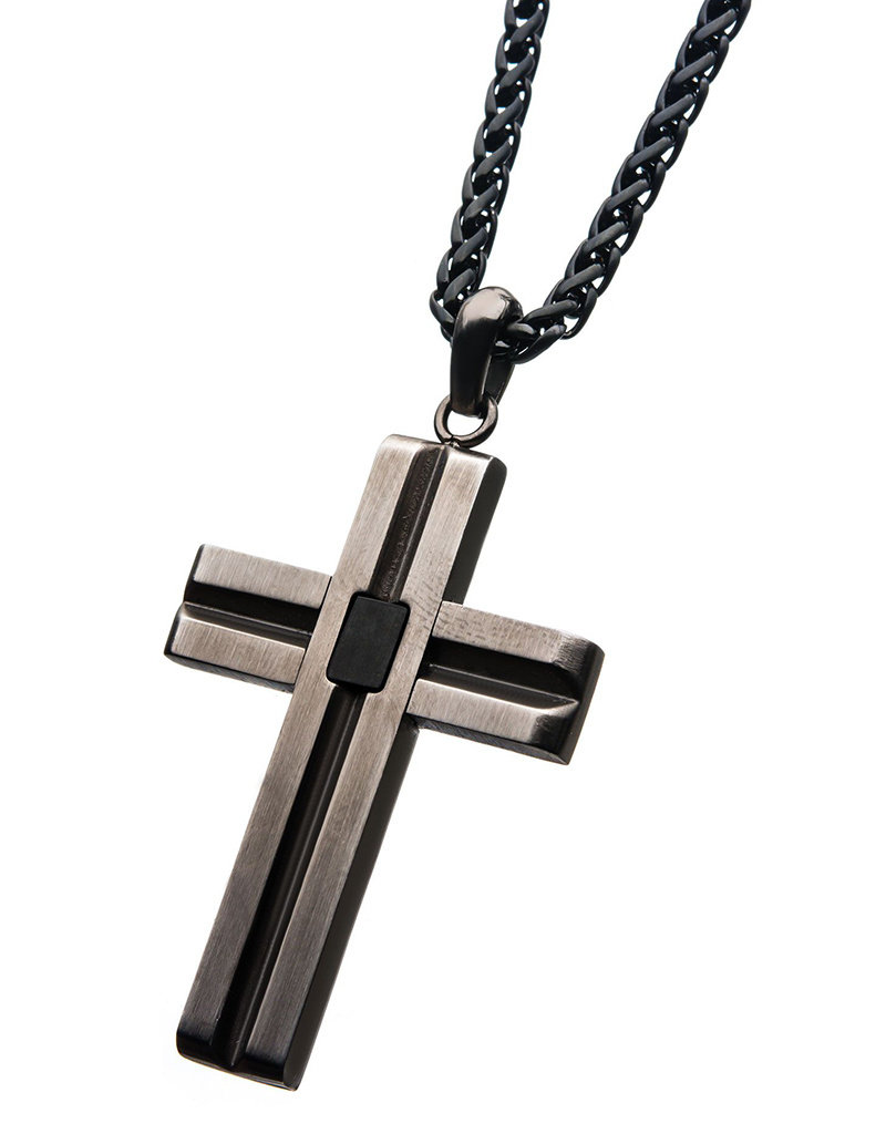 Men's Antique Stainless Steel Cross Necklace