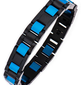 Black & Blue Steel Bracelet 8.5-9"