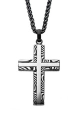 Men's Stainless Steel Damascus Cross Necklace 24"