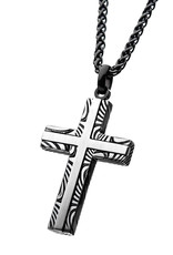 Men's Stainless Steel Damascus Cross Necklace 24"