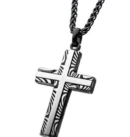 Damascus Cross Necklace 24"