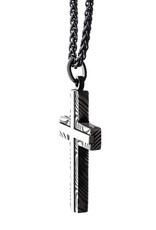 Men's Stainless Steel Damascus Cross Necklace 24"
