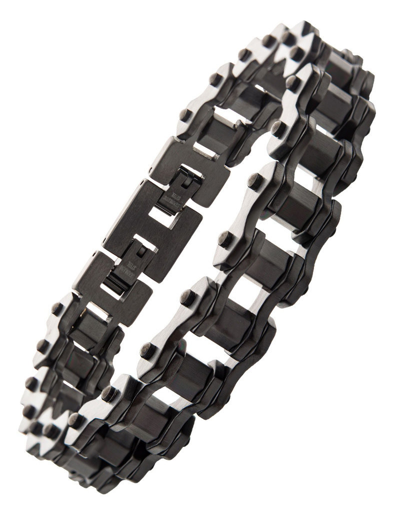 Men's Black Stainless Steel Bike Chain Bracelet