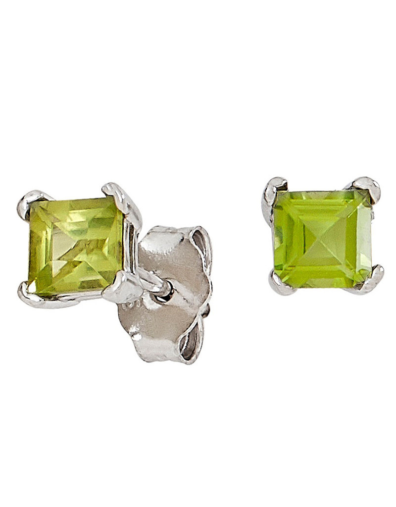 Square Peridot Stud Earrings