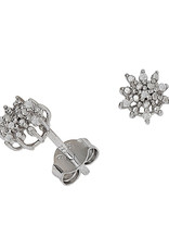 Sterling Silver Snowflake Diamond Post Earrings
