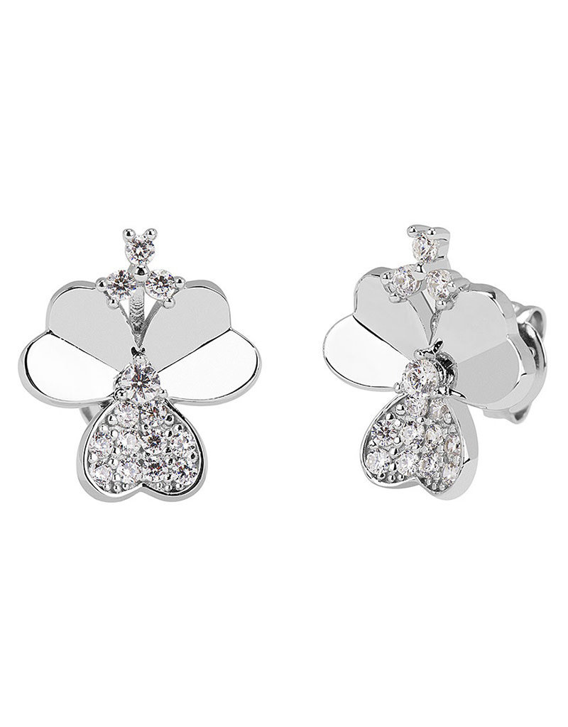 CZ Clover Leaf Stud Earrings