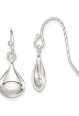 Sterling Silver Puff Teardrop Dangle Earrings