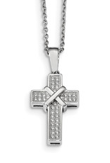 Sterling Silver Cross CZ Necklace 18"