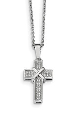 Sterling Silver Cross CZ Necklace 18"