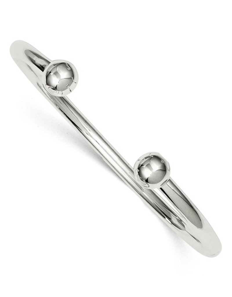 Sterling Silver Bead End Tube Cuff Bracelet