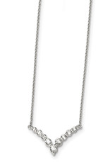 Sterling Silver V-Shaped Bar CZ Necklace