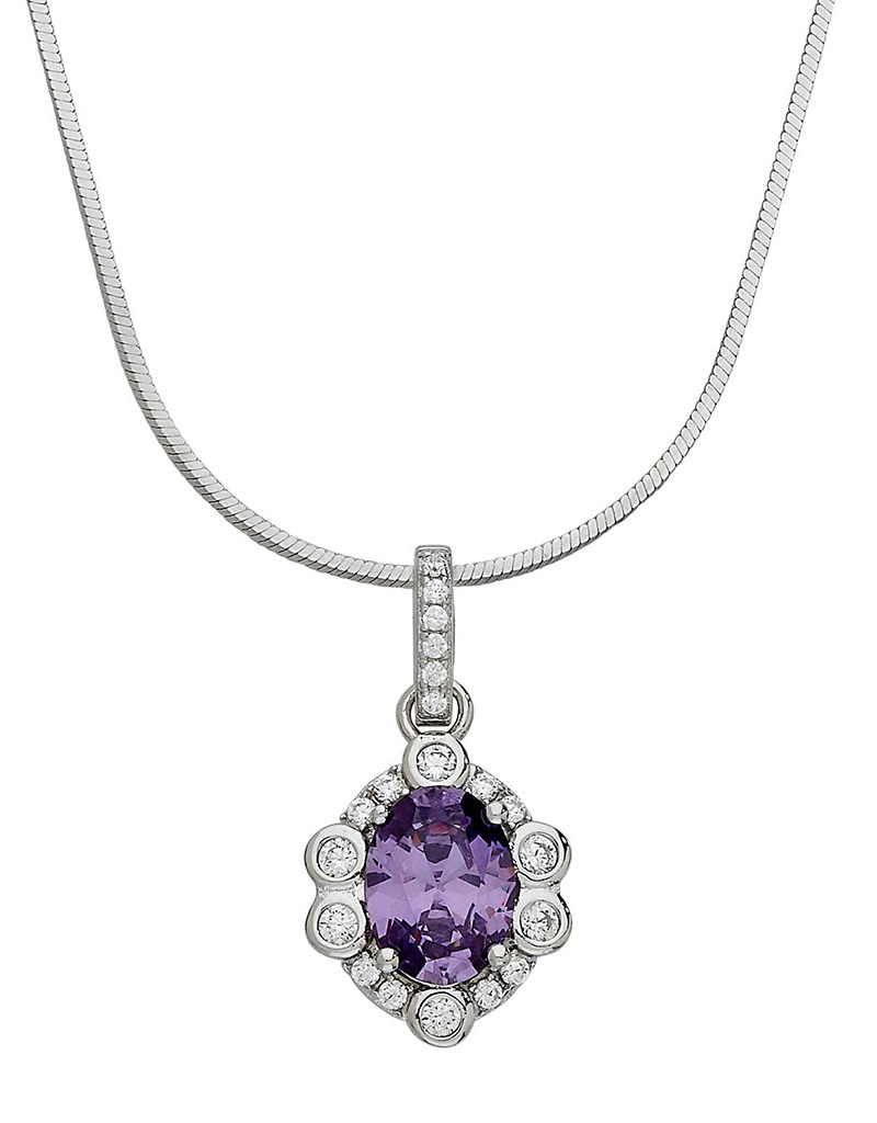 Amethyst CZ Rosette Design Necklace