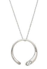 Sterling Silver Open Circle CZ Necklace 18'
