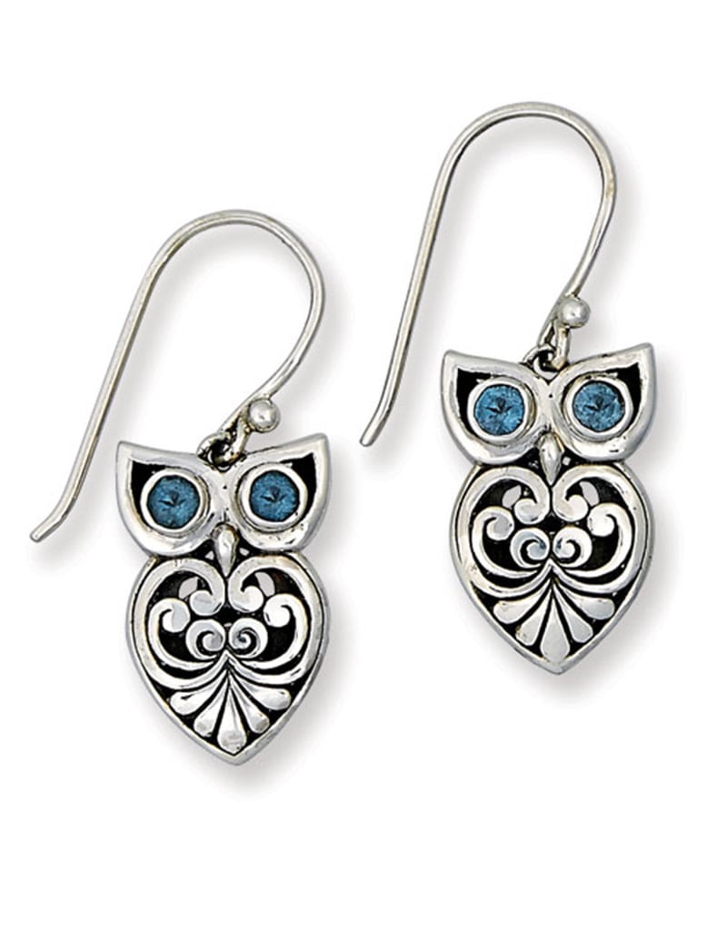 Blue Topaz Owl Earrings