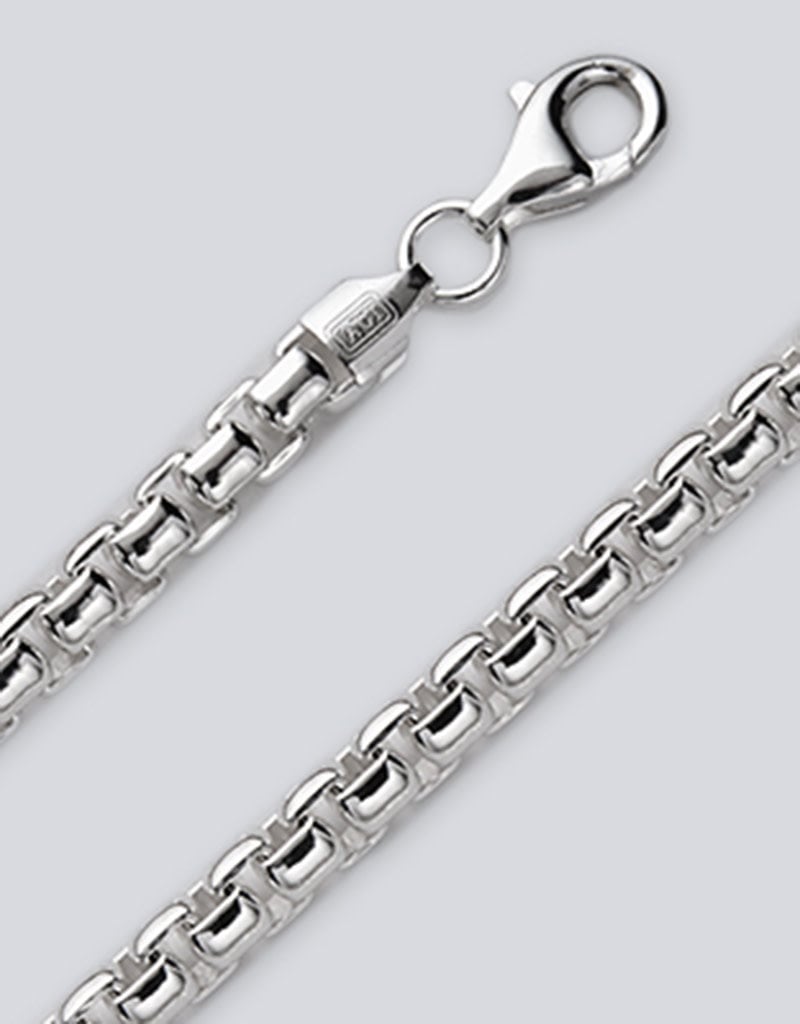 Sterling Silver 1/2 Round Box 500 Chain Necklace