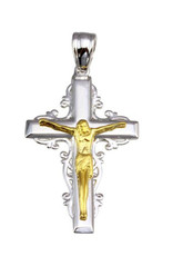 Sterling Silver Two-Tone Crucifix Pendant