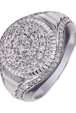 Men's Sterling Silver Pave CZ Dome Ring