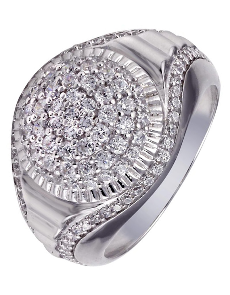 CZ Rhodium Dome Ring