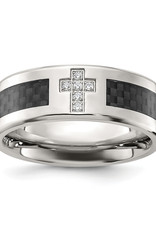 Men's CZ Cross Stainless Steel Band Ring