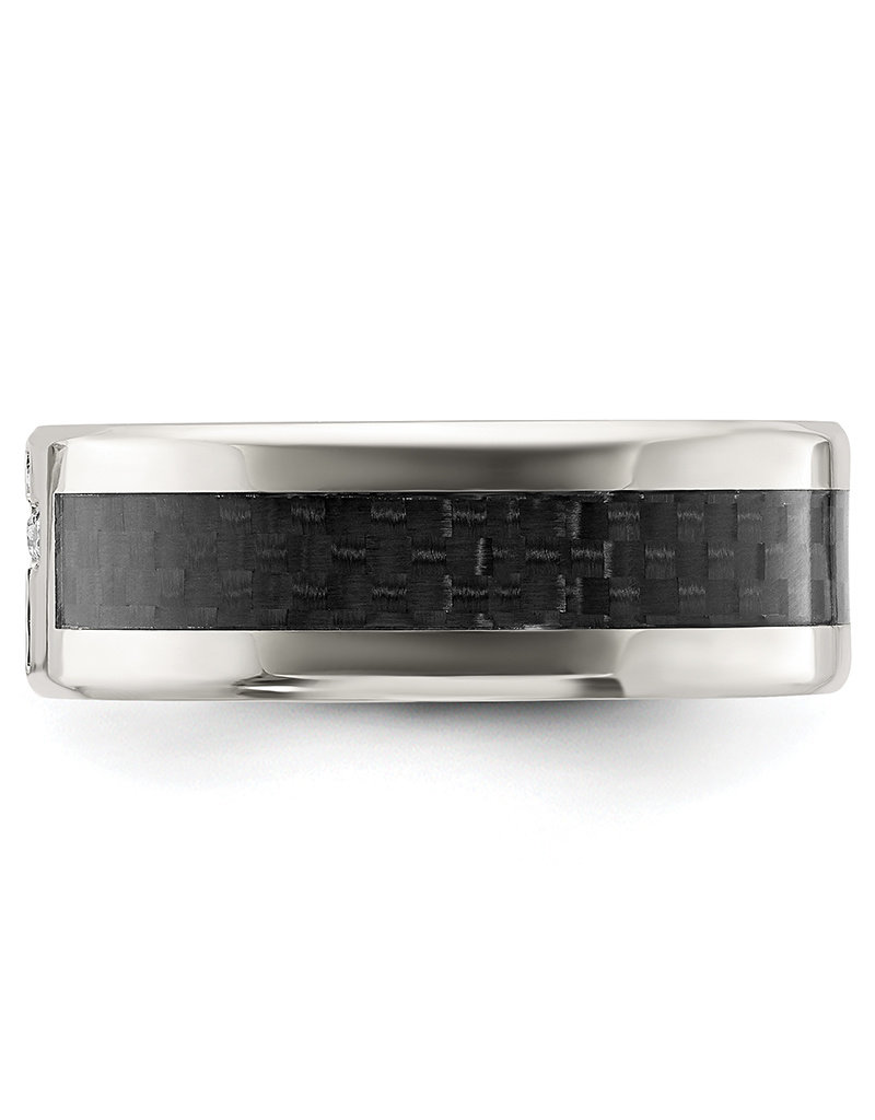 Men's CZ Cross Stainless Steel Band Ring