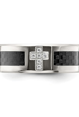 Men's CZ Cross Stainless Steel Band Ring