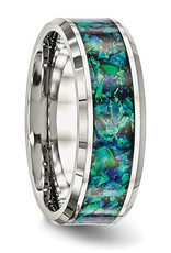 Men's Blue Opal Stainless Steel Band Ring