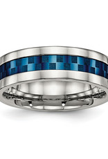 Men's Blue Center Stainless Steel Band Ring